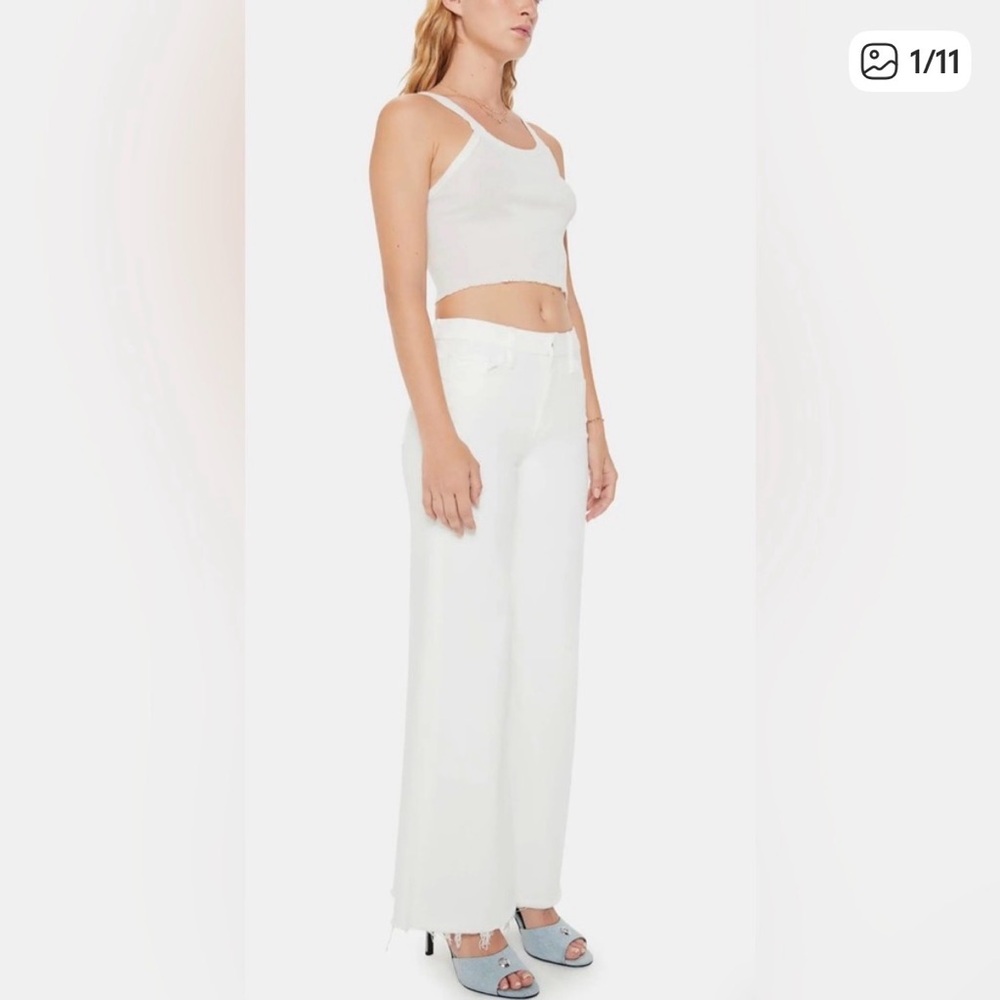 MOTHER (Petites) Lil Roller Fray High Rise Wide Leg Jeans